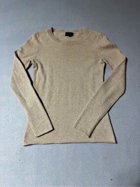 J. Crew Women's Tan Cashmere Crewneck Long-Sleeve Sweater